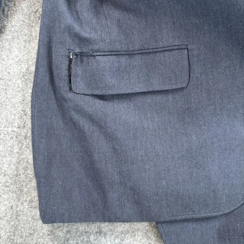 Banana Republic Mens 38R Tailored Fit Navy Blue Herringbone Cotton Blazer Jacket